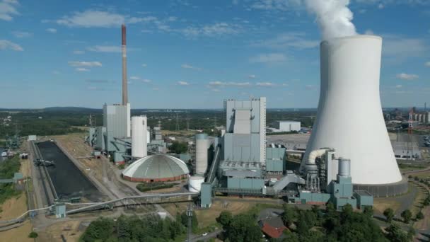 Flygfoto Över Det Stenkolsdrivna Kraftverket Walsum Unit Beläget Staden Duisburg — Stockvideo