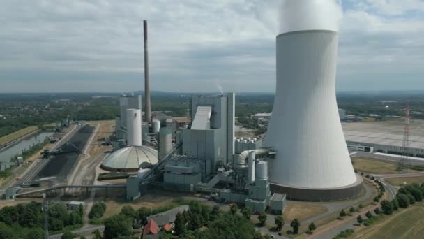 Luftaufnahme Des Steinkohlekraftwerks Walsum Block Der Stadt Duisburg Nordrhein Westfalen — Stockvideo