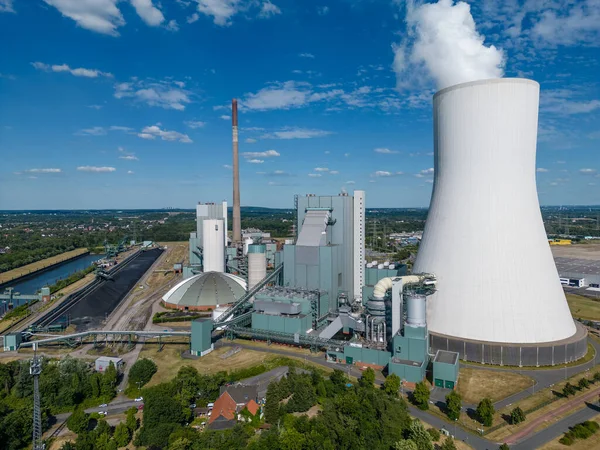 Letecký Pohled Uhelnou Elektrárnu Walsum Unit Která Nachází Městě Duisburg — Stock fotografie