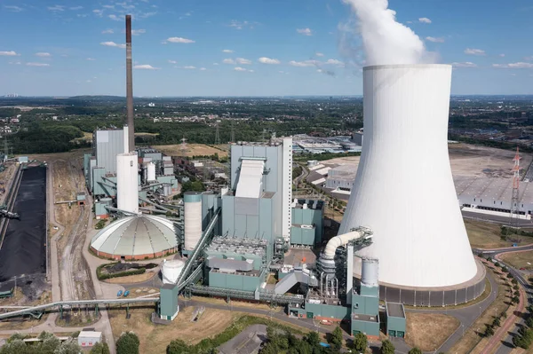 Luchtfoto Van Kolencentrale Walsum Duisburg Noordrijn Westfalen Centrale Heeft Een — Stockfoto