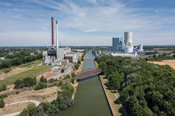 Aerial View Hard Coal Fired Power Plant Block Which Located — Stock Photo, Image