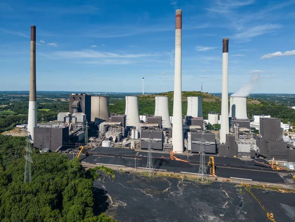 Aerial view of the hard coal-fired power plant Scholven in Northrhine-Westphalia, Germany. Operated by energy utility Uniper, this power station has a capacity of 760 Megawatts.