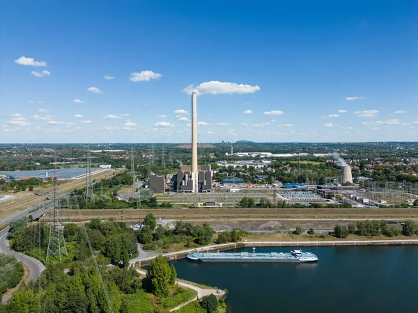 Waste-to-Energy plant in the city of Essen, Germany. The facility combusts wastes to produce electricity and district heating. The waste generated by the cities of Essen and Gelsenkirchen alone takes up over 50% of the capacity at the plant.