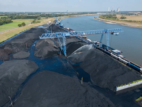 Rheinberg Deki Kömür Limanı Kuzey Ren Vestfalya Kömür Tahıl Şeker — Stok fotoğraf