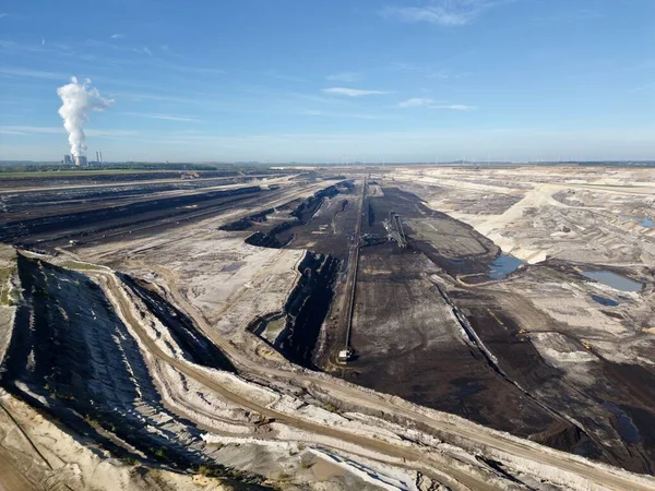 Open-pit lignite mine Inden, North Rhine-Westphalia. Annual production amounts to 22 million tons of lignite, the coal seams are up to 45 meters thick. Mining is carried out with the aid of bucket wheel excavators.