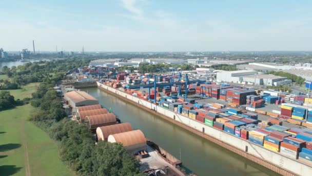Intermodal Container Terminal Logport Duisburg Контейнерний Термінал Був Побудований Місці — стокове відео