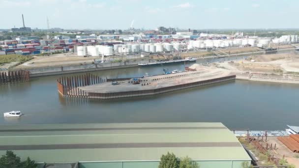 Byggande Containerterminal Hamnen Duisburg — Stockvideo