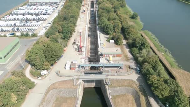 Будівництво Нового Шлюзу Річці Рур Північний Рейн Вестфалія — стокове відео