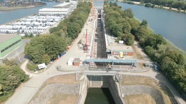 Byggande Sluss Vid Floden Ruhr Nordrhein Westfalen — Stockvideo