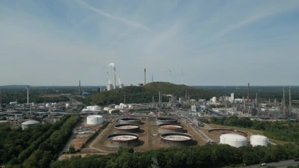 Aerial View Fuel Depot Oil Tanks North Rhine Westphalia — Stock Video