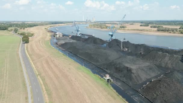 Coal Port Rheinberg North Rhine Westphalia Handles Stores Coal Also — Stock Video