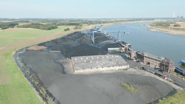 Porto Carvão Rheinberg Renânia Norte Vestefália Ele Lida Armazena Carvão — Vídeo de Stock
