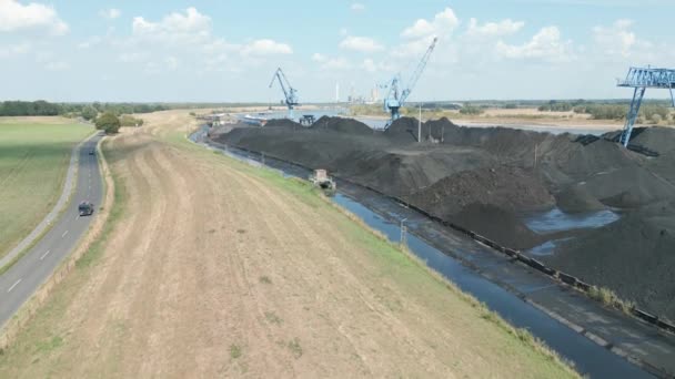 Rheinberg Deki Kömür Limanı Kuzey Ren Vestfalya Kömür Tahıl Şeker — Stok video