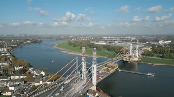 Budowa Nowego Mostu Autostradowego Nad Renem Nadrenii Północnej Westfalii — Wideo stockowe