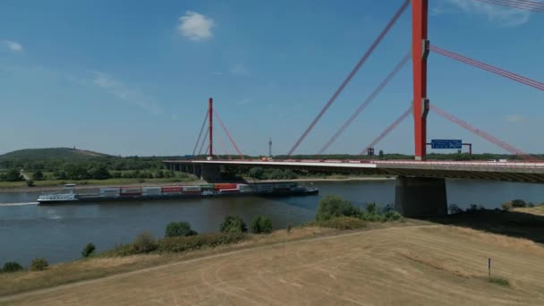 Motorway Bridge Rhine River North Rhine Westphalia — Stock Video