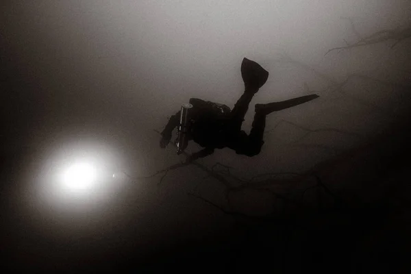 Mavi Göl derin sulara dalıyor. Teknik dalış 