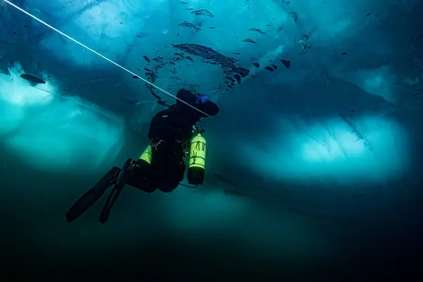 Baykal gölünde buz dalışı. Hafif bir oyun. 