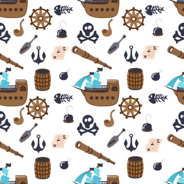 karikatür korsan şeyleri ile desen