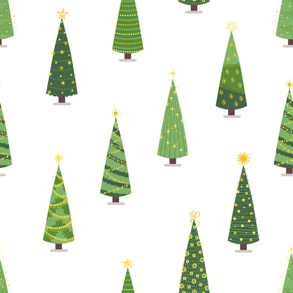 Naadloos Patroon Van Cartoon Kerstbomen Dennen Voor Wenskaart Uitnodiging Banner — Stockvector