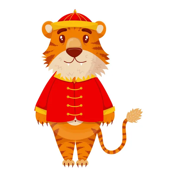 Joli Tigre Chinois Costume National Nouvel Symbole 2022 — Image vectorielle