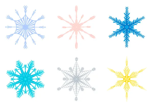 グラデーション付き抽象的なシンプルな雪片のコレクション クリスマスの装飾 — ストックベクタ