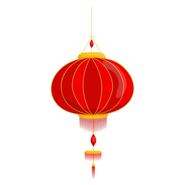 Düz Dizaynlı Kırmızı Çin Feneri — Stok Vektör