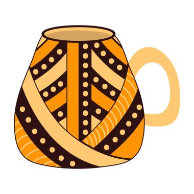 İskandinav desenli Seramik Turuncu Kupa