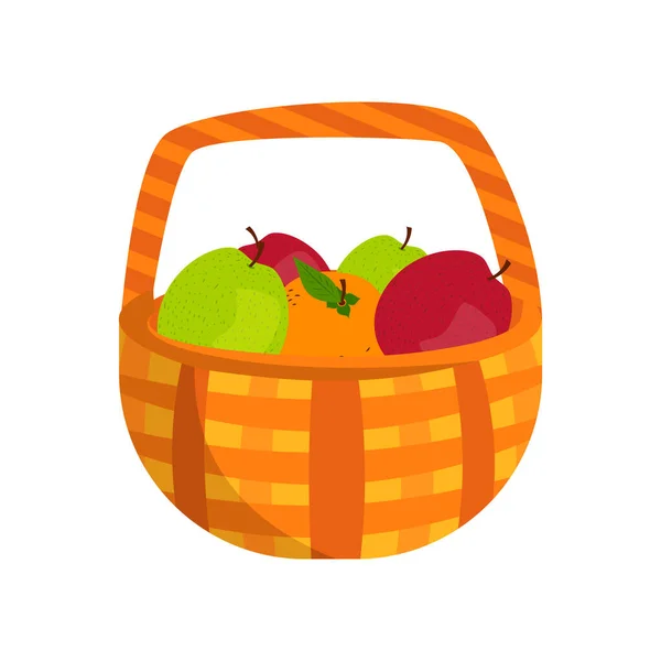 Weidenpicknickkorb Mit Früchten — Stockvektor