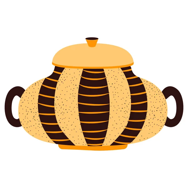 Ceramic Orange Sugar Bowl Scandinavian Pattern — стоковий вектор