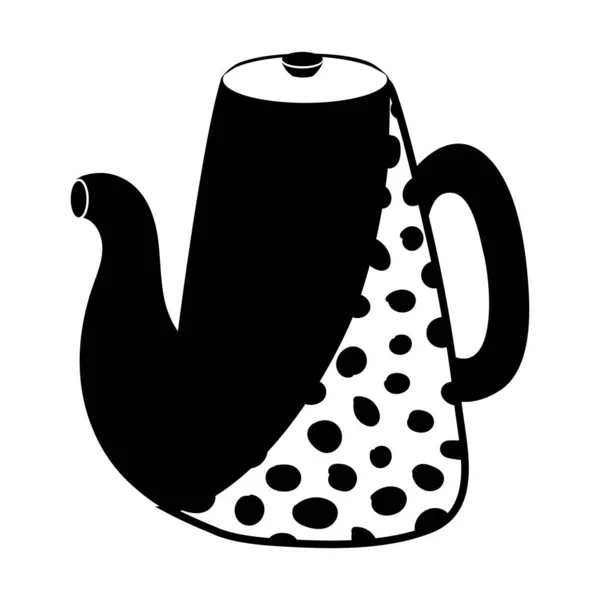 Simple Icon Ceramic Teapot Scandinavian Pattern — Stok Vektör