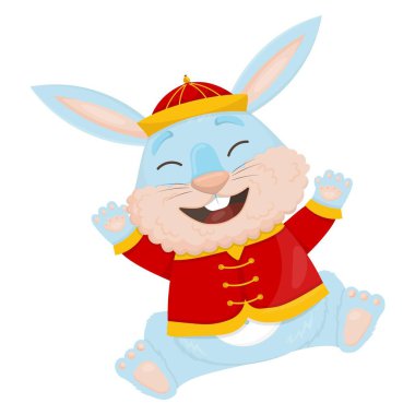 Sevimli mavi tavşan ulusal Çin 'de sevinçten havalara uçuyor.