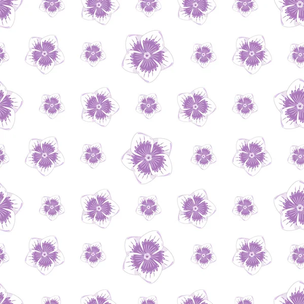 Seamless Botanical Ornament Pattern Autumn Small Abstract Purple Doodle Flowers — Vetor de Stock
