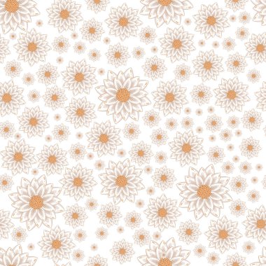 Sonbahar küçük soyut kırmızı çiçekleri ile kusursuz desen sıcak pastel renklerde beyaz arkaplanda düz çizgi film tarzında izole edilmiş..