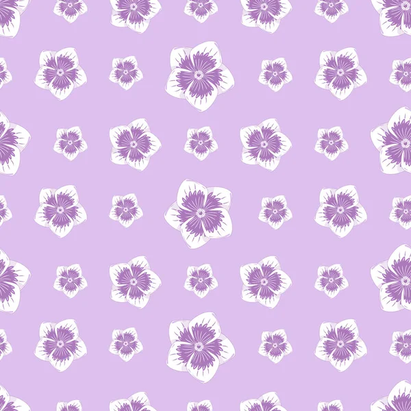 Seamless Botanical Ornament Pattern Autumn Small Abstract Purple Doodle Flowers — Vector de stock