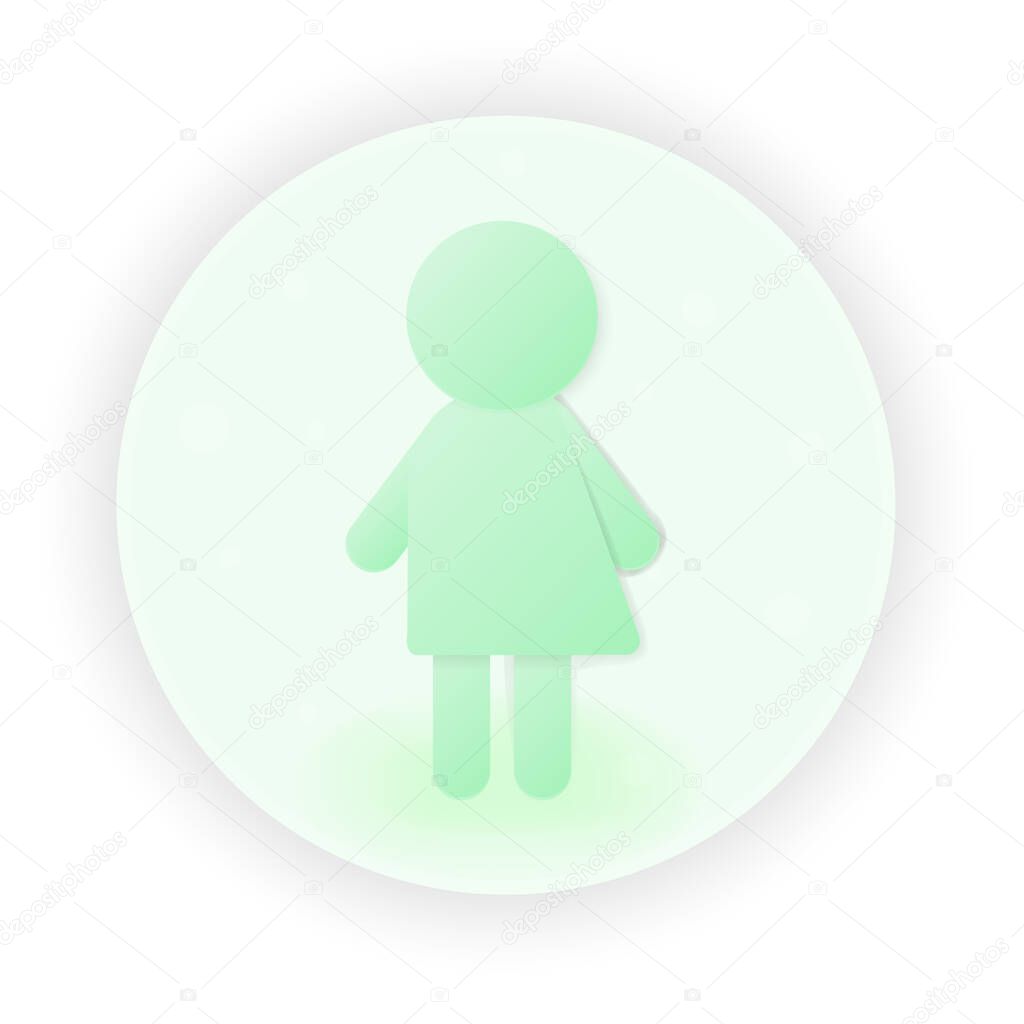 Toilet icon for transgender people in 3d gradient volumetric style.