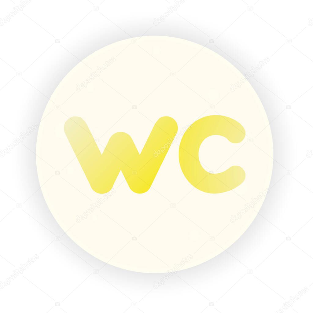 Toilet icon labeled with WC abbreviation in 3d gradient volumetric style.