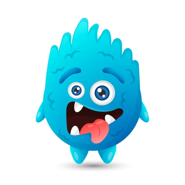 Funny Blue Cartoon Monster Two Eye Kids Halloween Decorations — Stockvector