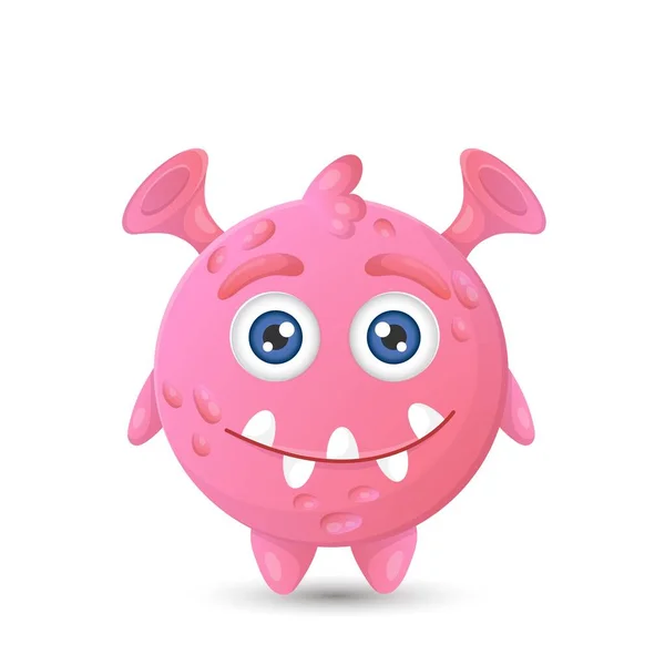 Funny Pink Cartoon Monster Two Eyes Children Halloween Decoratio — 스톡 벡터