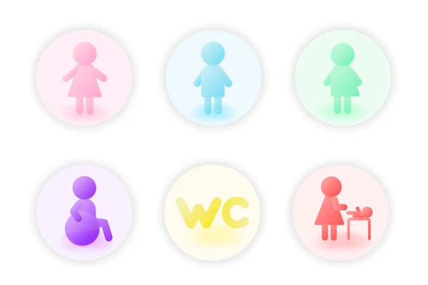 Icona Con Iscrizione Abbreviazione Bagno Maschile Femminile Disabili Madre Con — Vettoriale Stock