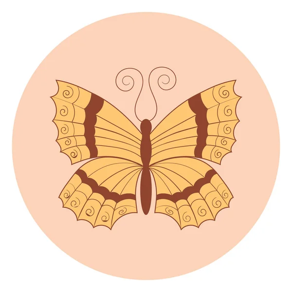 Ретро Наклейка Метелик Вінтажними Квітами Вписаними Форму Кола Стилі Хіпі — стоковий вектор