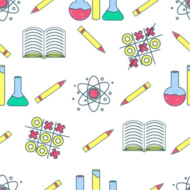 Seamless pattern with school supplies isolated on a white background. Wallpaper back to school