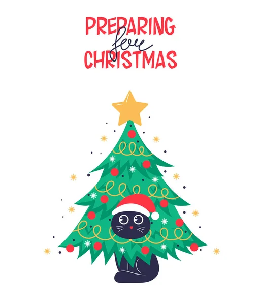 Noel Kartı Afiş Afiş Şablonu Noel Ağacı Içinde Noel Için — Stok Vektör