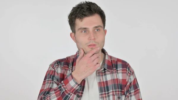 Portret van Pensive Young Man denkend aan nieuw plan — Stockfoto