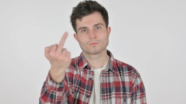 Portrait of Young Man Showing Middle Finger Sign clipart