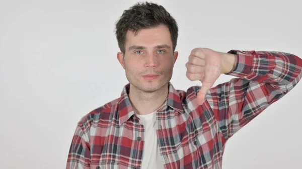 Portrait of Thumbs Down Gesture by Young Man — Stock Photo, Image