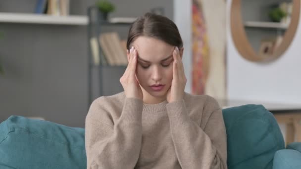 Portrait of Woman having Headache — Stock Video