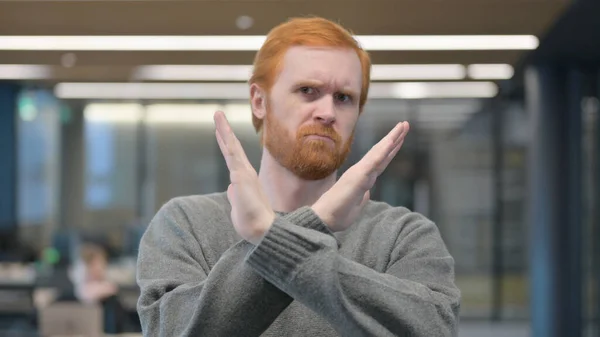 Portrait of Young Man Showing No Sign by Arms Crossed, Denial — Stock Photo, Image