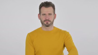 Orta Yaşlı Adam 'ın Portresi El Tarafından Durma İşareti Gösteriyor 