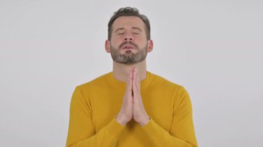 Umut Dolu Orta Çağ Adamı Gözleri Kapalı Dua Ediyor 