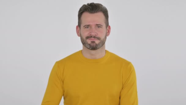 Portrait of Middle Aged Man showing Thumbs Up Sign — Stock Video